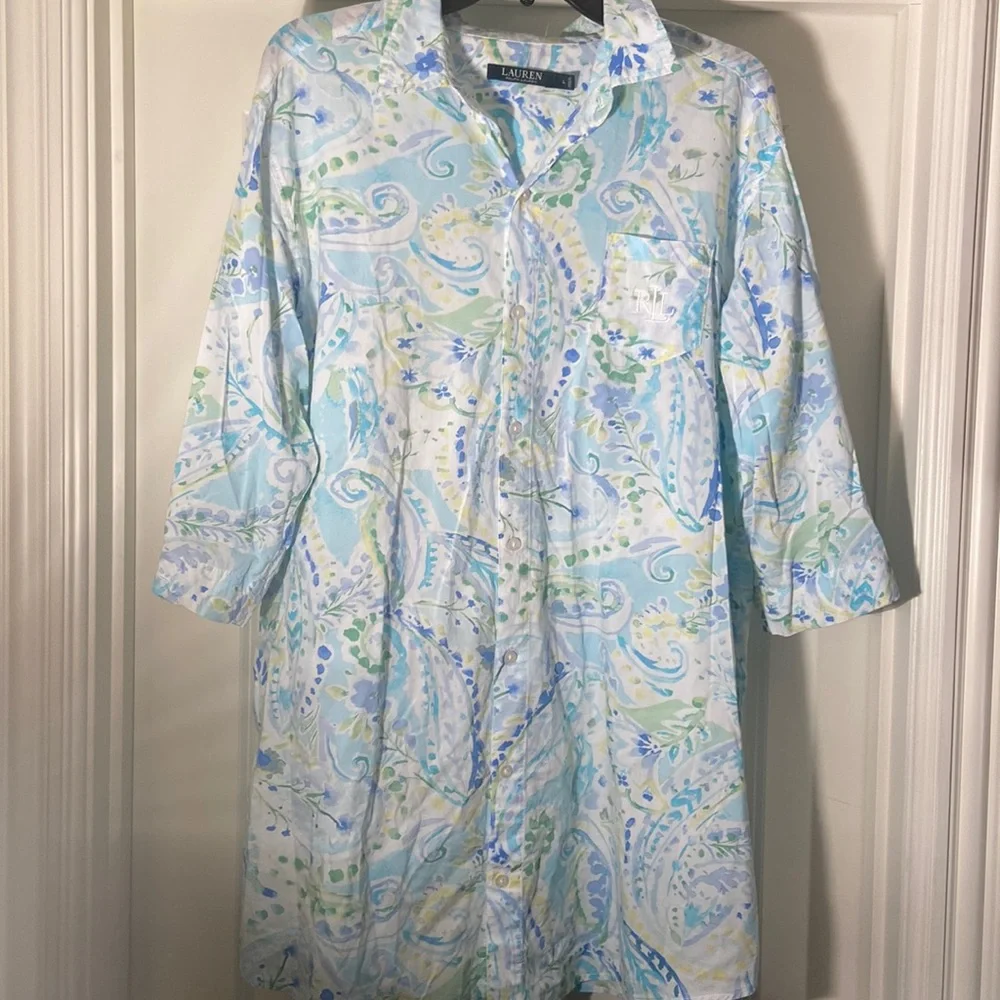 Ralph Lauren Lauren button down night shirt L - Picture 1 of 7